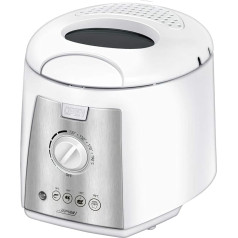 MPM MFR-07 Compact Electric Fryer 1.5 Litre Washable Non-Stick Bowl Regulator up to 190°C BPA Free 1100W 1200 Stainless Steel 1.5 Litres White