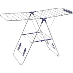SONGMICS klappbar Wäscheständer, Standtrockner Kleiderständer Wäschetrockner Flügelwäscheständer, 16 m Trockenlänge, aus Edelstahl, Silber LLR502