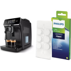 Philips Series 2200 Fully Automatic Coffee Machine - Classic Milk Frother & CA6704/10 Coffee Grease Dissolving Tablets for Fully Automatic Coffee Machines, White, One Size