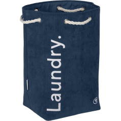 TOM TAILOR Foldable Laundry Basket Navy Large Laundry Hamper with Drawstring Handle Laundry Bag Foldable for Dirty Laundry Laundry Basket 35.5 L Capacity