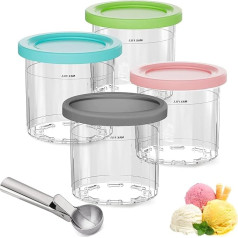 Esteopt Ninja Creami for 4 Pieces Ninja Creami Containers for Ninja Ice Cream Maker NC301, NC300, NC299AMZ, CN305A, CN301CO Series, BPA-Free Ninja Creamy Deluxe 16 oz