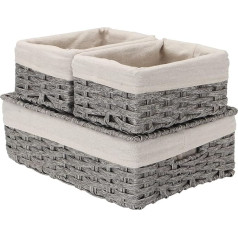 Woven Storage Baskets, Set of 3, Wicker Baskets Made of Polyrattan Wicker Baskets, Storage Baskets, Braided Shelf Baskets, Organisation, Decorative Container for Bathroom, Living Room, Office,