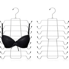 Pack of 2 Multilayer Clothes Hangers, Closet Organiser, Space Saving Clothes Hangers, Metal Coat Hangers, for Tank Tops, Cami, Bras