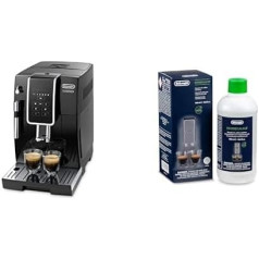 De'Longhi Dinamica ECAM 350.15.B Fully Automatic Coffee Machine with Milk Frothing Nozzle for Cappuccino, Espresso and Coffee Direct Selection Buttons and Digital Display, 2-Cup Function, Black with