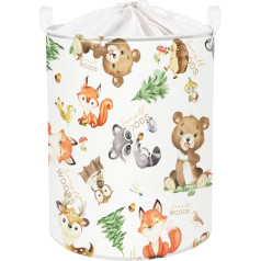 Clastyle 45L Cute Animals Toy Box with Lid Children's Room Storage Basket Laundry Basket Kids Toy Basket for Clothes Toy in Bedroom 36 x 45 cm