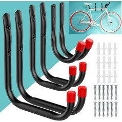 BUZIFU Wall Hooks, Pack of 6 Wall Holders, Garage, 3 Sizes, Wall Hooks, Ladder, Garage Hooks, Made of Carbon Steel, Heavy Duty Equipment Hooks, Mounting Hooks for Appliances, Home, Chair, Ladder,