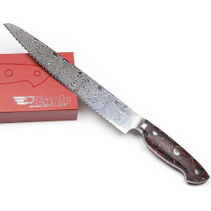 Eagle U-Grip Bread Knife 23 cm Full Damascus Steel 108 Layers / File Trays G10 Black/Red/White