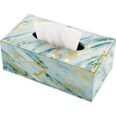 BSTKEY Marble Green Faux Leather Rectangle Tissue Box