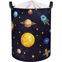 Clastyle 63L Mysterious Universe Planet Children's Laundry Basket for Boys Large Black Clothes Toy Storage with Lid for Children's Room, 40 x 50 cm