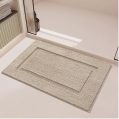 Lannvan Bath Mat Non-Slip Washable Bath Mat Washable (50 x 80 cm, Beige), Soft & Fluffy Microfibre Bathroom Mat for Shower Bath Toilet