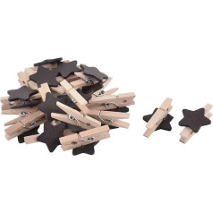 Sourcingmap® 20pc Star Card Photo DIY Decorating Spring Mini Wooden Clothes Pegs Black