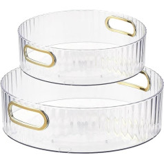 Pack of 2 Lazy Susan Turntable Kitchen Organiser, 360° Rotating Spice Holder, Multifunctional Spice Rack, Transparent Rotating Spice Holder for Kitchen, Pantry, Cupboard, Dresser