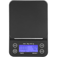 Elektronische Waage,3kg/0,1g elektronische LCD Digital Küche Essen Skala Drip Kaffee wiegen mit Timer(blau)