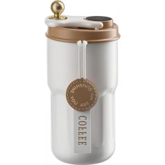 XUDREZ 420ml Travel Mug with Leak-proof Lid, Double Walled Stainless Steel Thermal Mug Bottle, Reusable Vacuum Flask, Insulated Coffee Cup, Temperature Display, Coffee Travel Mug for