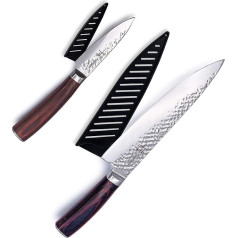 Hajegato Japanese Chef's Knife Set Professional 8 Inch Chef's Knife & 3.5 Inch Peeling Kitchen Set 7cr17 German Stainless Steel with High Carbon Content, 2-Piece Gift Set