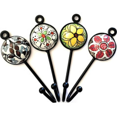 FFF Set of 4 Mixed Ceramic Vintage Shabby Chic Coat Clothes Jewelry Key Hooks Wall Door Hanger Beautiful Coat Hanger