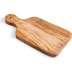 DARIDO Rustic Olive Wood Reversible Board with Handle - Handmade - Approx. 35 x 17 (+-3 cm) - Serving Board - Breakfast Board - Charcuterie Board - Cheese Board - Kitchen Cutting Board