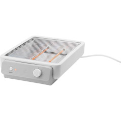 RIG-TIG Foodie Flat Toaster - 7 Timer Settings, Two Heating Rods for Even Toasting of Bread - Stainless Steel with Robust Plastic Casing, Removable Crumb Compartment - White