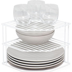 simplywire 3-Tier Plate Rack - Kitchen Cabinet Organiser - White