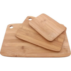 MIK funshopping Organic Bamboo Chopping Board for Food Preparation (3-Piece Set 20 x 15 cm, 28.5 x 20 cm, 36 x 26 cm)