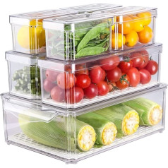 Fridge Organiser, Set of 7, Stackable Storage Box, Pantry, Pantry, Storage Cabinet, Small, Transparent Boxes Storage for Kitchen Cabinets
