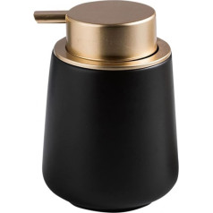 Hand Soap Dispenser Marble Bowl Soap Dispenser Worktop Hand Lotion Pump Bottles Ceramic Lotion Container Refillable Liquid Hand Soap Glass Shower Dispenser for Bathroom Kitchen (Matte Black)