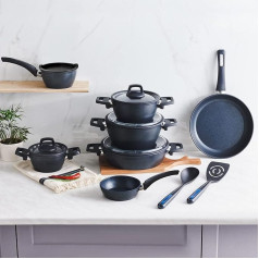 Karaca BioDiamond Powerful 14-Piece Saucepan Set with Storage Bowl Set, Stainless Steel, Pot Set, Cookware Set, Cookware Set, Guaranteed