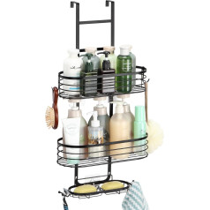 Nandae Shower Shelf for Hanging, Shower Shelf without Drilling, Shower Shelf Over the Shower Door with Soap Dish, Shower Shelf with 2 Baskets, Shower Basket for Hanging, Easy to Attache, Black