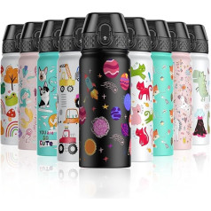 OLDLEY 550 ml/18 oz Children's Stainless Steel Insulated Water Bottle with Straw for School Metal Vacuum Small Bottle Leak-Proof Keep Hot Cold Boys Girls Toddlers Children (Universe, 550 ml)