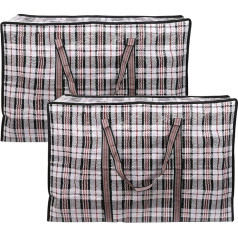 EDATOFLY Pack of 2 Clothes Bags, Large Jumbo Bags, Shopping Bags, Storage Bag with Zip for Moving, Bed Linen, Clothes, Blankets, Pillows, Quilt (Black, 60 cm x 45 cm x 20 cm)