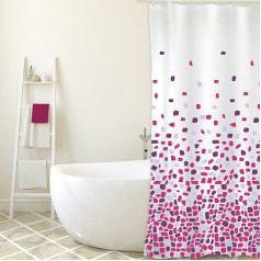 MSV Cotexsa by Premium Anti-Mould Textile Shower Curtain - Anti-Bacterial, Washable, 100% Waterproof, with 12 Shower Curtain Rings - Polyester, 