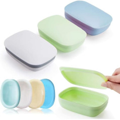 Wudong 3 Pack Travel Soap Box Plastic Portable Sealed Waterproof Leakproof Soap Box for Travel Camping Home Bathroom
