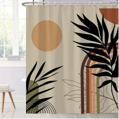 Ttincceer Abstract Shower Curtain, Watercolour, Sun, Rainbow, Palm Leaf Bath Curtain, Mid-Century Tropical Plant Shower Curtains, Waterproof Bath Curtain, 180 x 180 cm