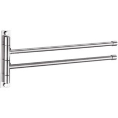 BTSKY™ New Wall-Mounted Stainless Steel Bathroom Kitchen Towel Rack Holder with Extra Long 2 Bars Swivel Bars