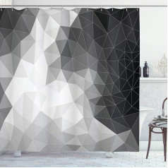 ABAKUHAUS Black and Grey Polygon Triangle Shower Curtain with 12 Rings Set Waterproof Stemly Modern Colourfast and Mildew Resistant 175 x 200 cm Light Grey Black