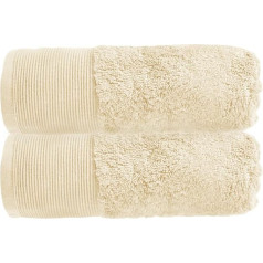 Allure Bath Fashions Saugfähiges Frottiertücher, 60% Bambus & 40% Baumwolle, Marlborough Collection, 2 x Schnell trocknendes Handtücher-Set, 50 x 90 cm, 550 GSM in Sand Handtuch-Set 2X Handtücher