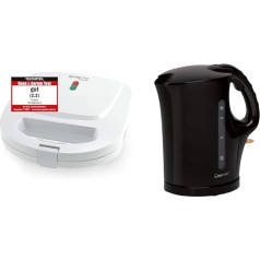 Emerio ST-109724.3 Double Maker, Classic Shape for Triangular Sandwich, Easy to Clean, 650 Watt, White & Clatronic WK 3445 Kettle, Capacity up to 1.7 Litres, 2200 Watt, Black