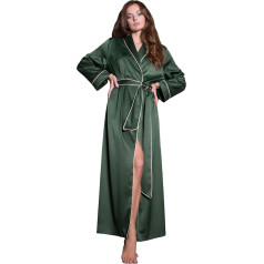 IDentity LNGR Long Satin Bathrobe for Women Silk Kimono Dressing Gown for Women Plus Size Satin Dressing Gown