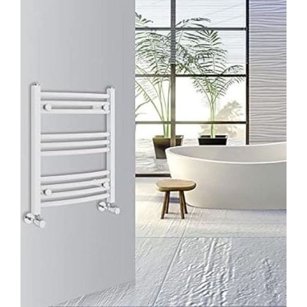 Warmehaus White Curved Heated Towel Rail 600mm x 500mm