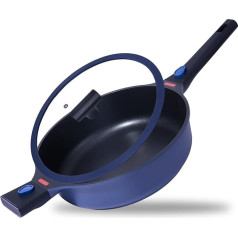 JEETEE Sauté Pan 28 cm High Rim with Lid, Induction Pan with Non-Stick Coating, with Removable Heat-Resistant Handle, Suitable for All Hobs, Oven-Safe, PFOA-Free