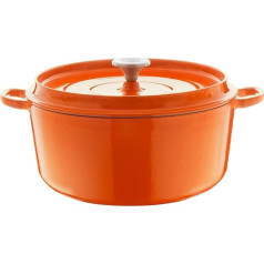 Berndes 034243 Cast Iron Roasting Pan with Cast Iron Lid, 20 cm, Orange