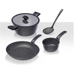 Moneta Etnea 5-Piece Aluminium Cooking Set, Black