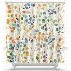 FLCSIed Floral Shower Curtain for Bathroom, Colorful Leaves Bathroom Decor, Shower Curtain Set with Curtain Hooks, 72 x 72 Inch (Clourful Leaves 1)