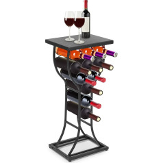 Cocoarm Metal Wine Rack, Stylish Bottle Rack, Wine Rack with Marble Table Top, Freestanding Wine Rack, 38 x 30 x 85 cm