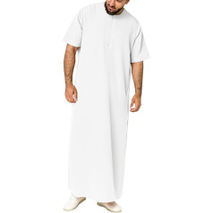 YAOHUOLE Men's Short Sleeve Thobe Kaftan Men's Short Sleeve Kaftan Men's Long Side Split with Pockets Universal Fit
