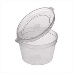 Pack of 100 Disposable or Reusable Leakproof Clear Deli Sauce Containers with Hinged Lids for Storing Chutney Slime Dressings, Freezer, Food Safe
