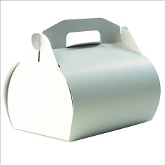 Andreas Ritter Verpackungen Cake Carrier Box with Handle, Pack of 25, 13 x 20 x 18 cm (Filling Height 13 cm), White, Without Print, Made of Cardboard 450 g/m², Includes 25 Paper Plates