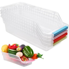 Zliger Pack of 4 Fridge Organiser, Fridge Container, Storage Box, Fridge Drawer, Food Storage Box for Freezer, Kitchen Cabinet