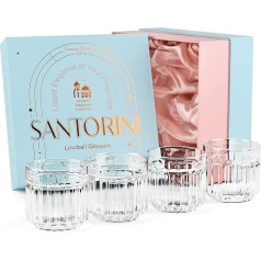 Santorini Gin Tumbler Cocktail Glasses for Campari ni, Caipirinha, Gin Tonic, Set of 4, 280 ml Lowball Cocktail Glasses, Rocks Borosilicate Glasses
