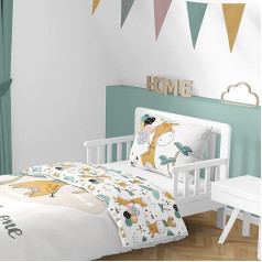 Children's Bed Linen 100 x 135 cm, 40 x 60 cm, 100% Cotton, Zoo Animals, Safari, Giraffe - Bed Linen for Girls and Boys, Baby Bedding (Giraffe)